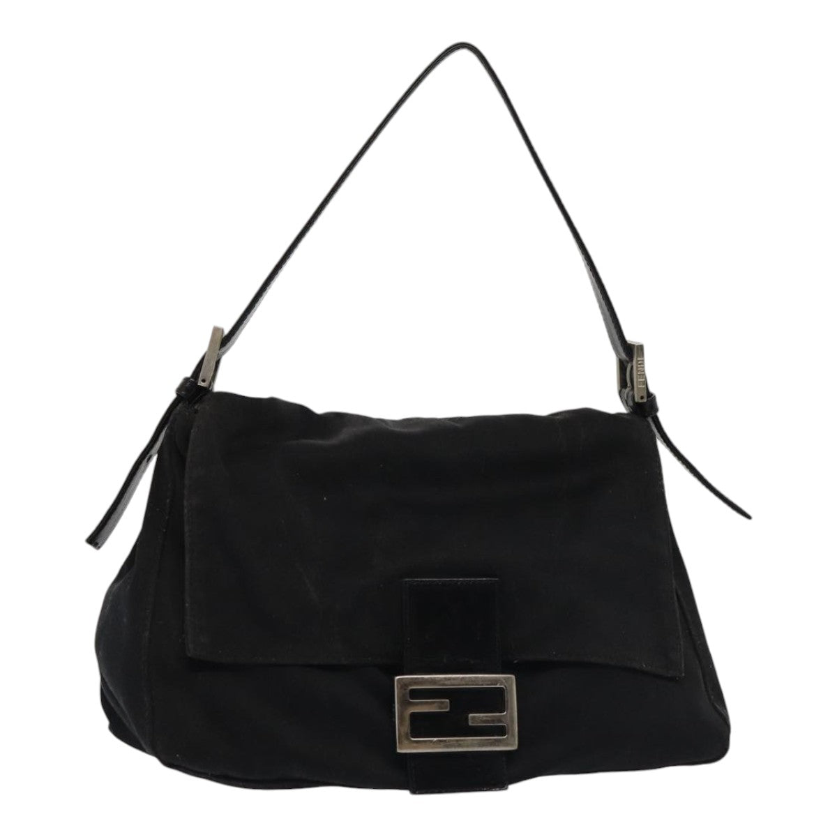 FENDI Mamma Baguette Shoulder Bag Nylon Black Auth ar12319