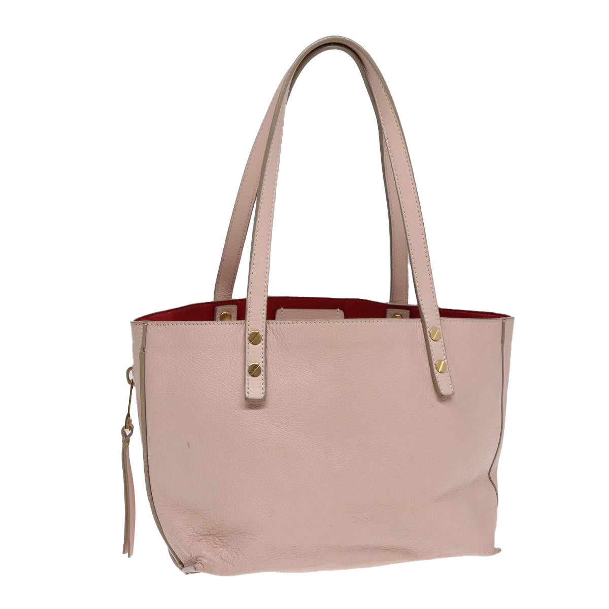 Chloe Tote Bag Leather Pink Gold Auth ar12330