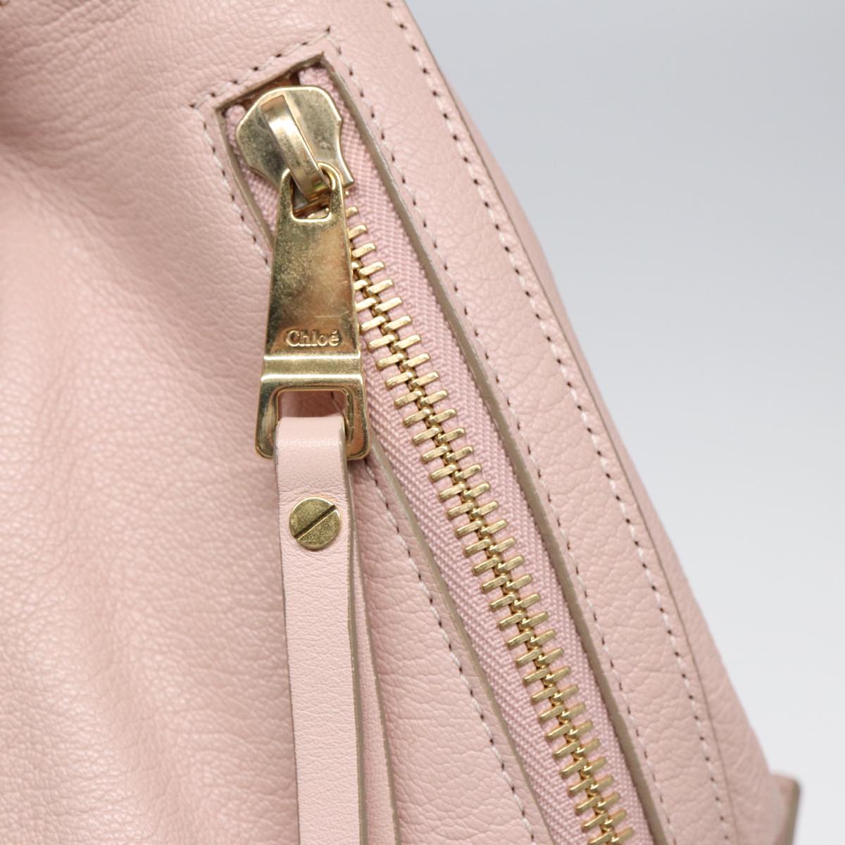 Chloe Tote Bag Leather Pink Gold Auth ar12330