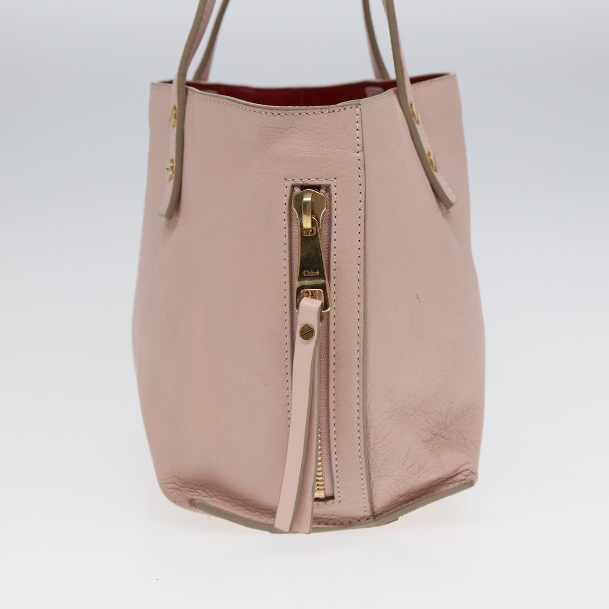 Chloe Tote Bag Leather Pink Gold Auth ar12330