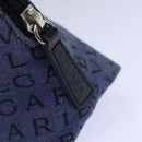 BVLGARI Pouch Canvas Blue Silver Auth ar12334-9