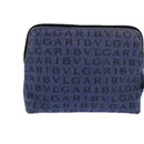 BVLGARI Pouch Canvas Blue Silver Auth ar12334-2