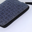 BVLGARI Pouch Canvas Blue Silver Auth ar12334-5