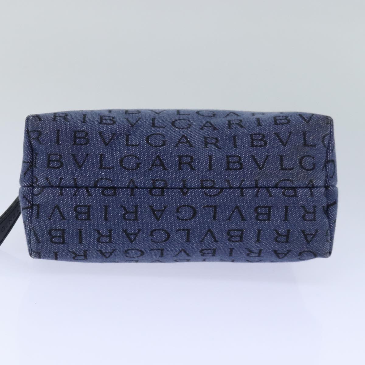 BVLGARI Pouch Canvas Blue Silver Auth ar12334