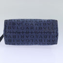 BVLGARI Pouch Canvas Blue Silver Auth ar12334-6