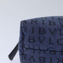 BVLGARI Pouch Canvas Blue Silver Auth ar12334-7