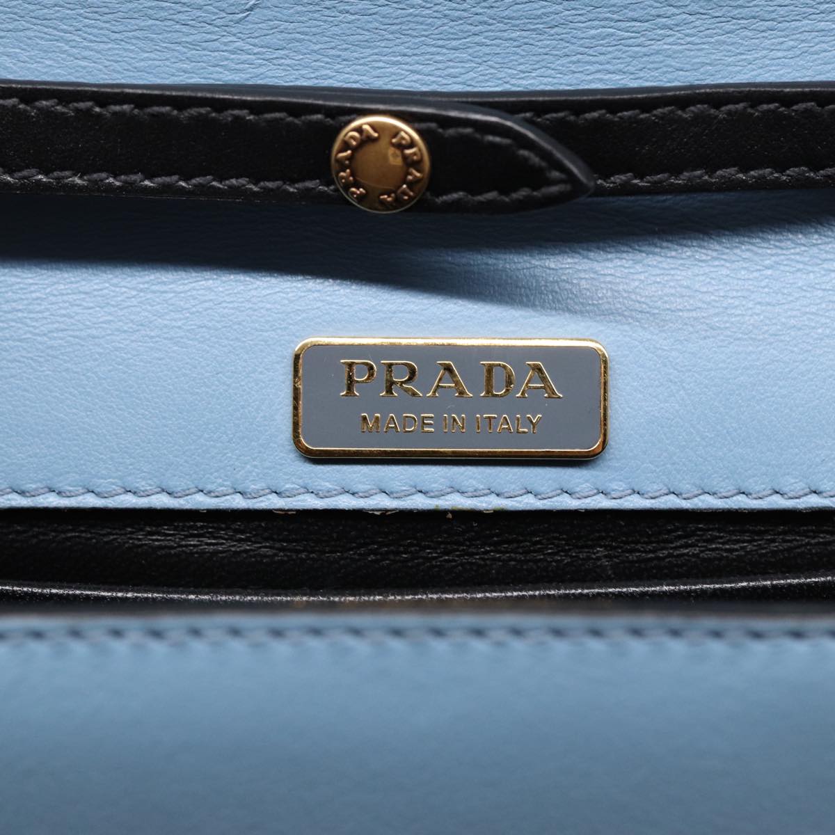 PRADA Shoulder Bag Safiano leather Blue Gold Auth ar12338A