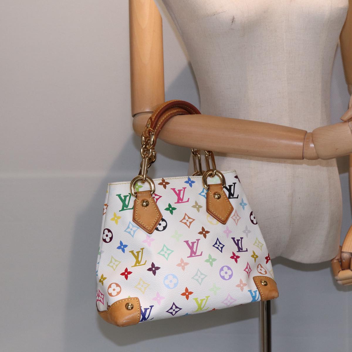 LOUIS VUITTON Monogram Multicolor Audra Hand Bag White M40047 LV Auth ar12339