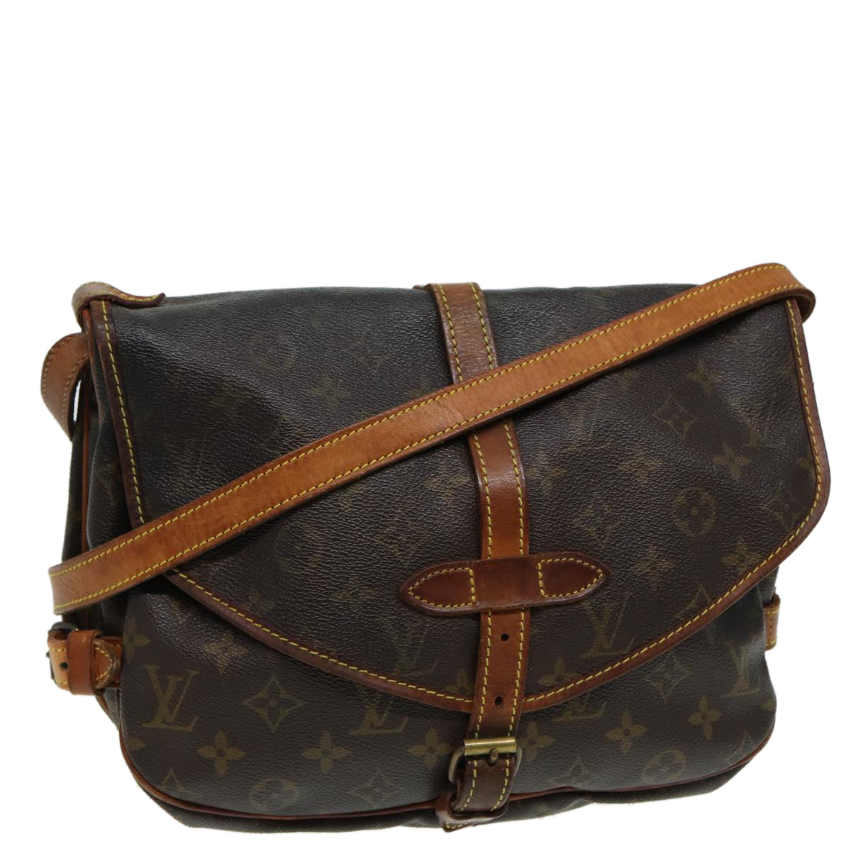 LOUIS VUITTON Monogram Saumur 30 Shoulder Bag M42256 LV Auth ar12348