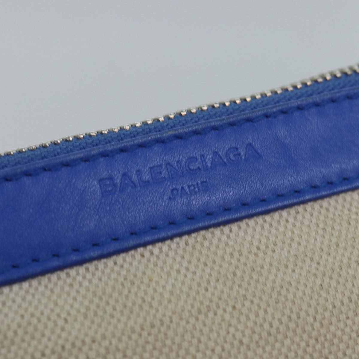 BALENCIAGA Navy Kabas XS Bag Canvas Leather 2way Blue Silver 390346 Auth ar12352