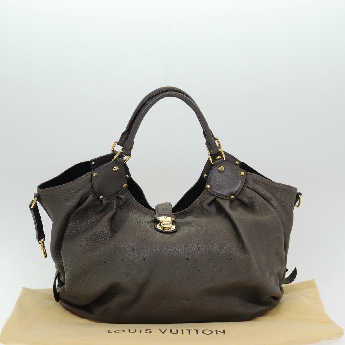 LOUIS VUITTON Monogram Mahina XL Hand Bag Brown Gold M95763 LV Auth ar12354