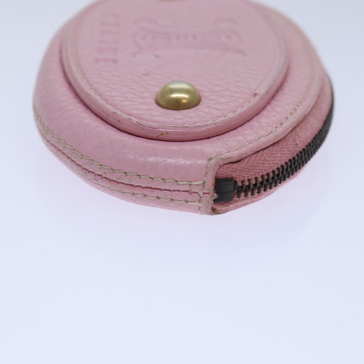 CELINE Coin Purse Leather Pink Gold Auth ar12367