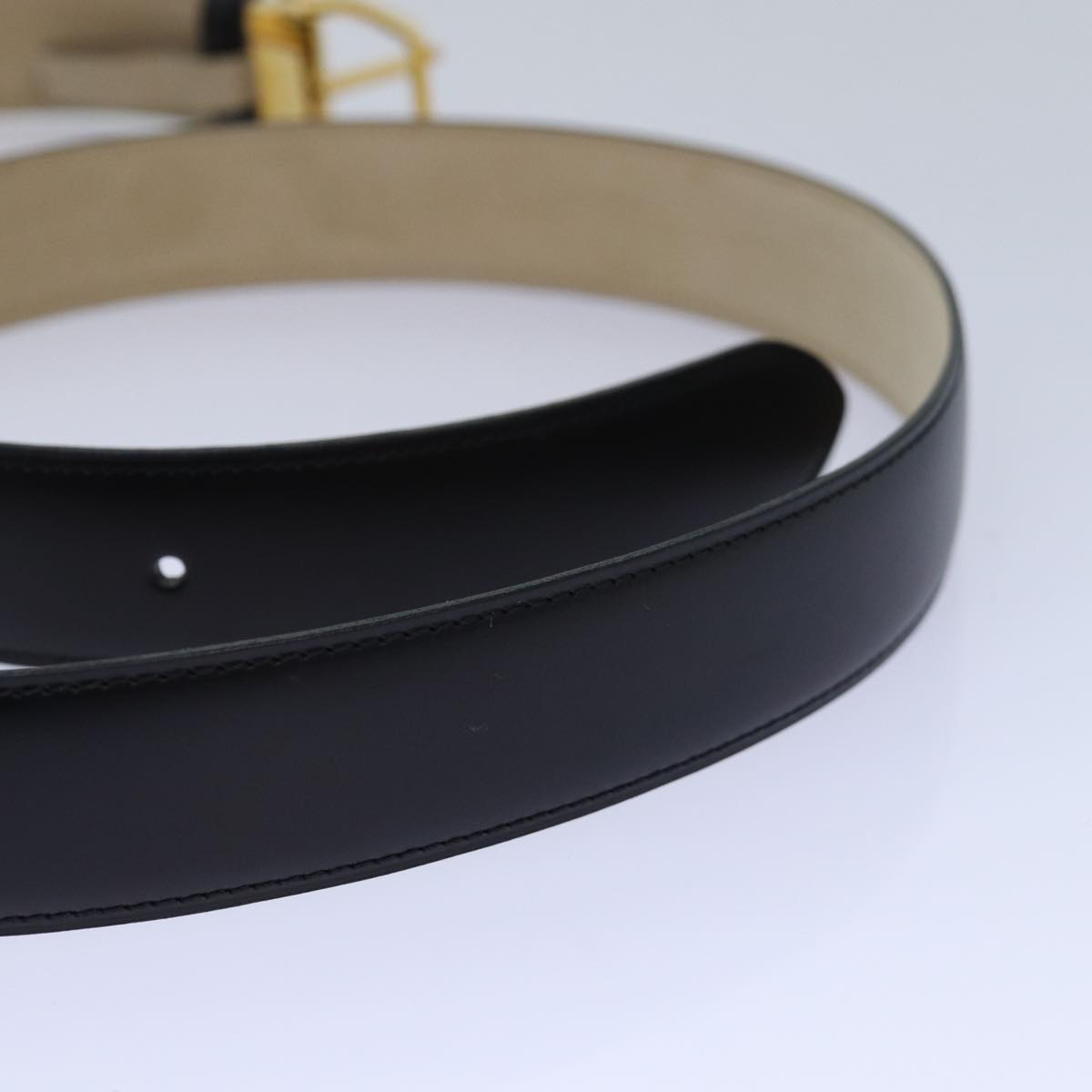 CARTIER Belt Leather 47.6"" Black Auth ar12376