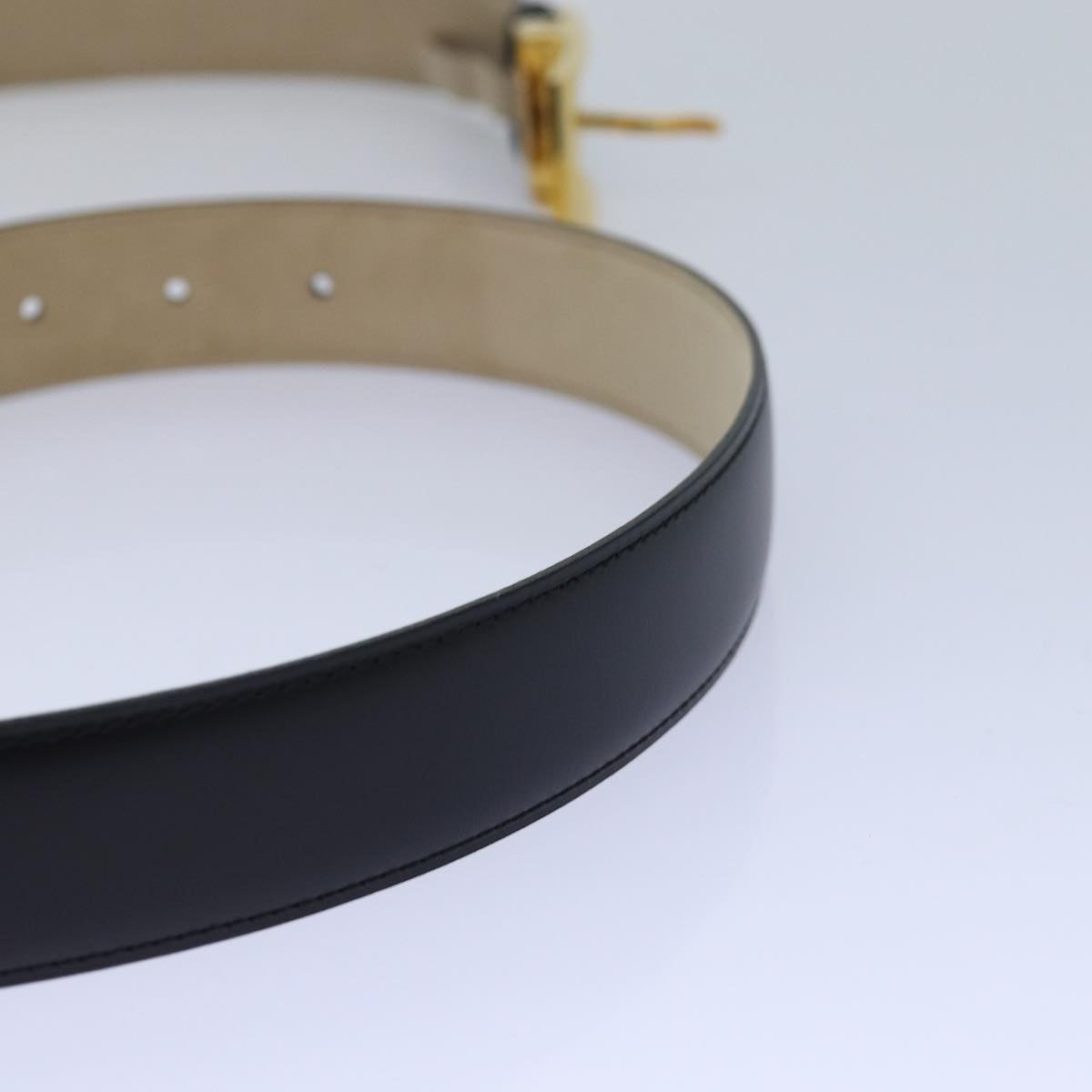 CARTIER Belt Leather 47.6"" Black Auth ar12376