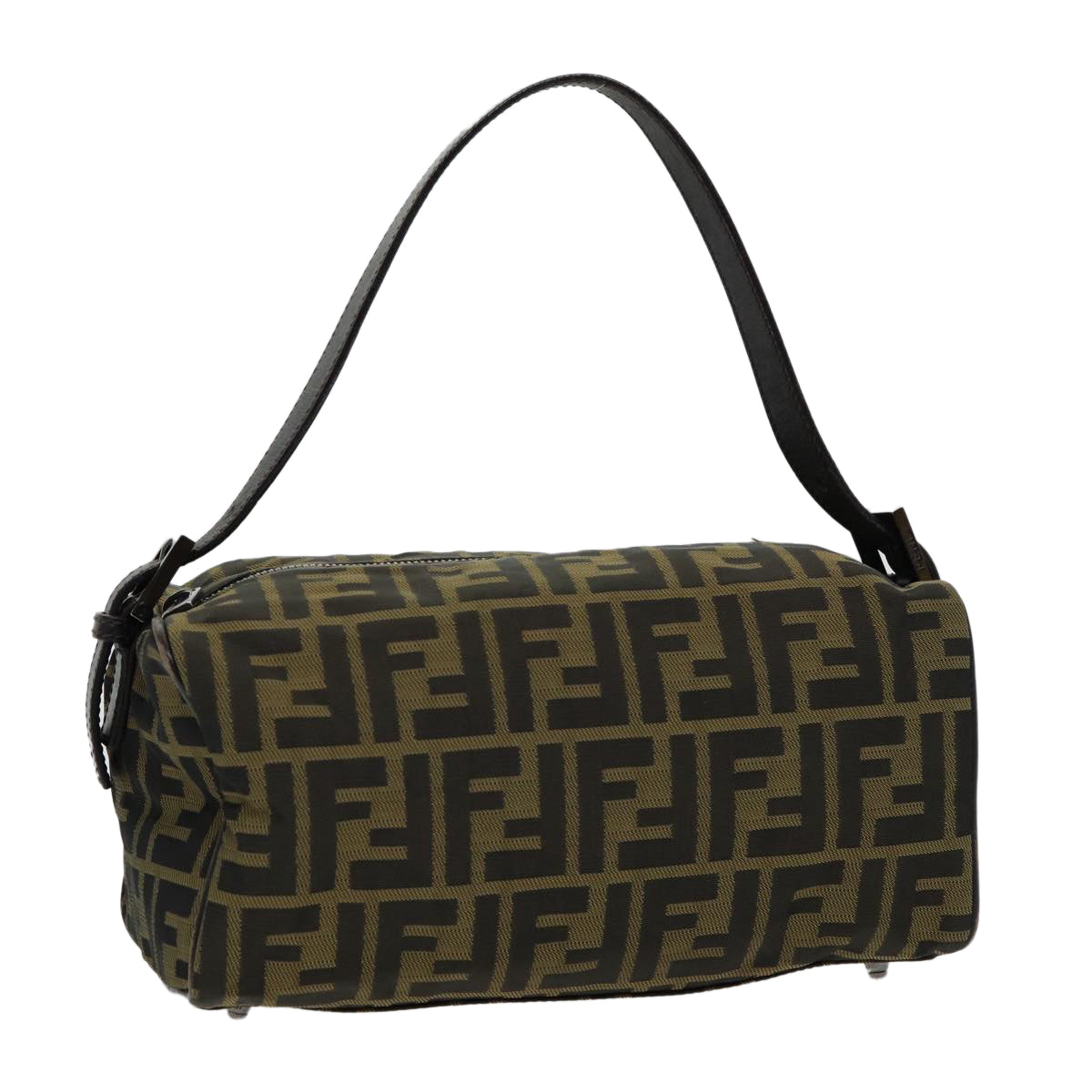 FENDI Zucca Canvas Hand Bag Brown Black Auth ar12386