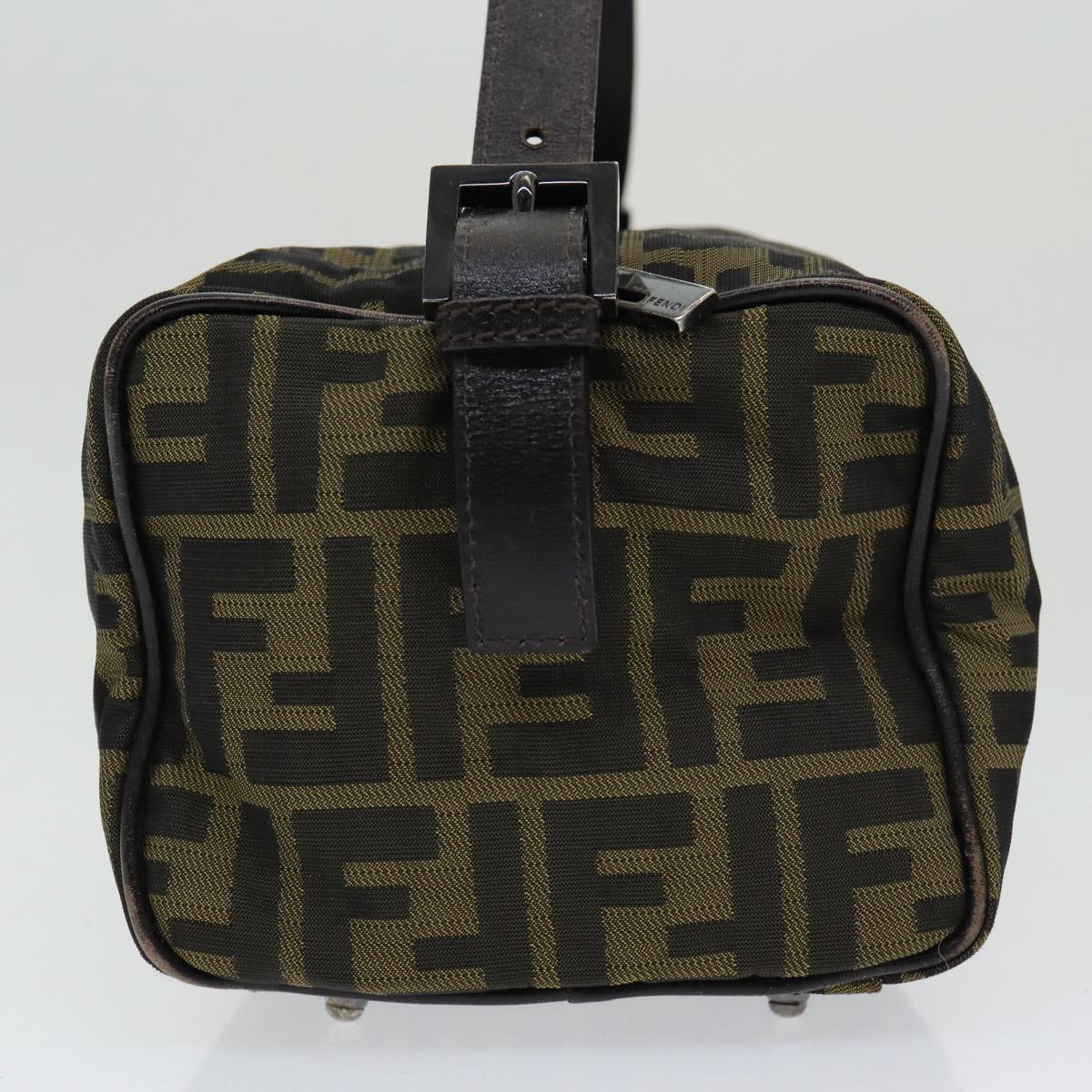 FENDI Zucca Canvas Hand Bag Brown Black Auth ar12386