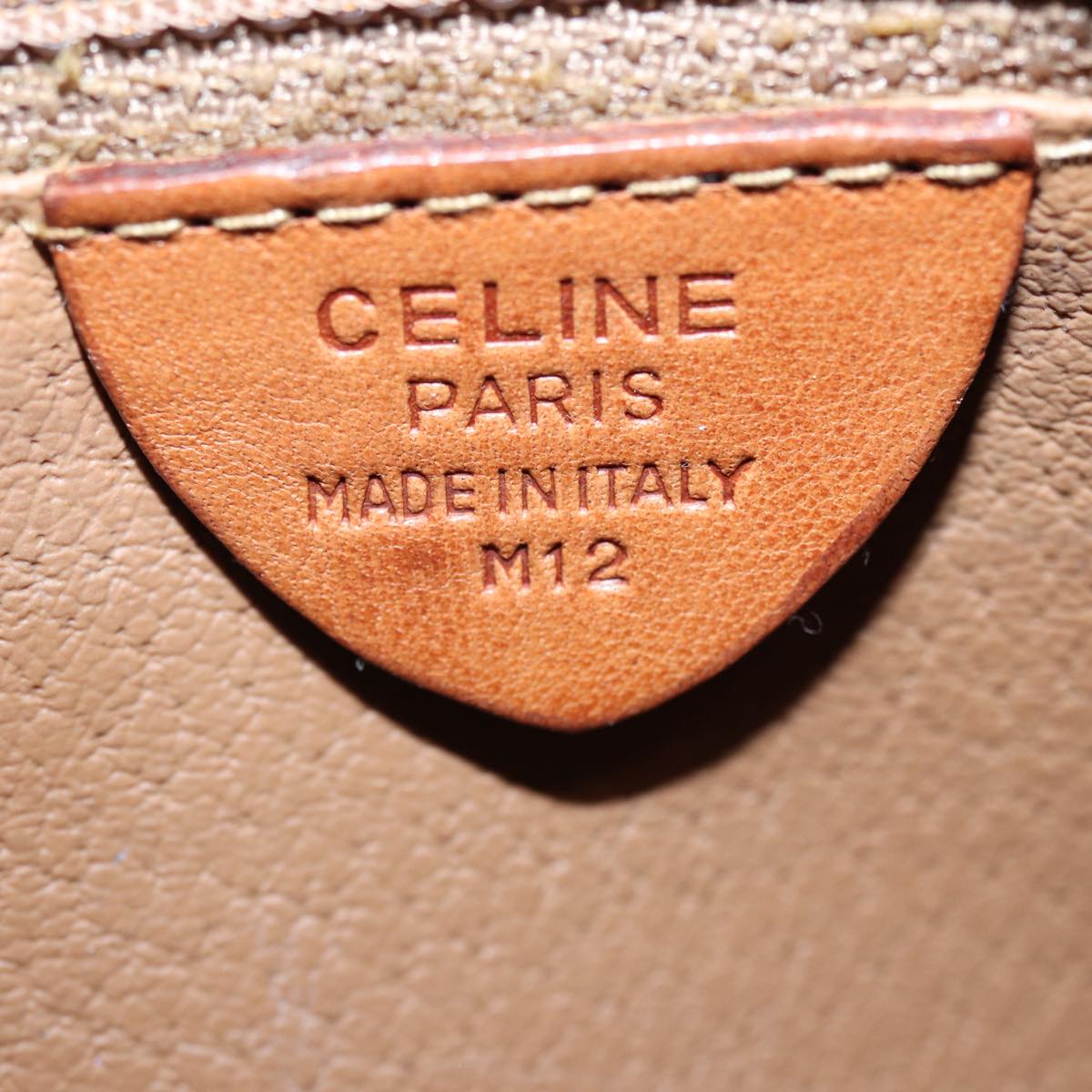 CELINE Macadam Canvas Shoulder Bag PVC Leather Brown Gold Auth ar12392