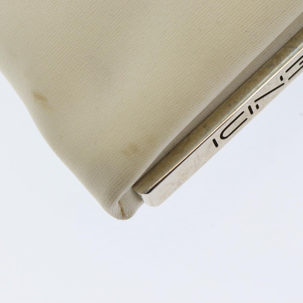 FENDI Shoulder Bag Nylon White Silver Auth ar12395