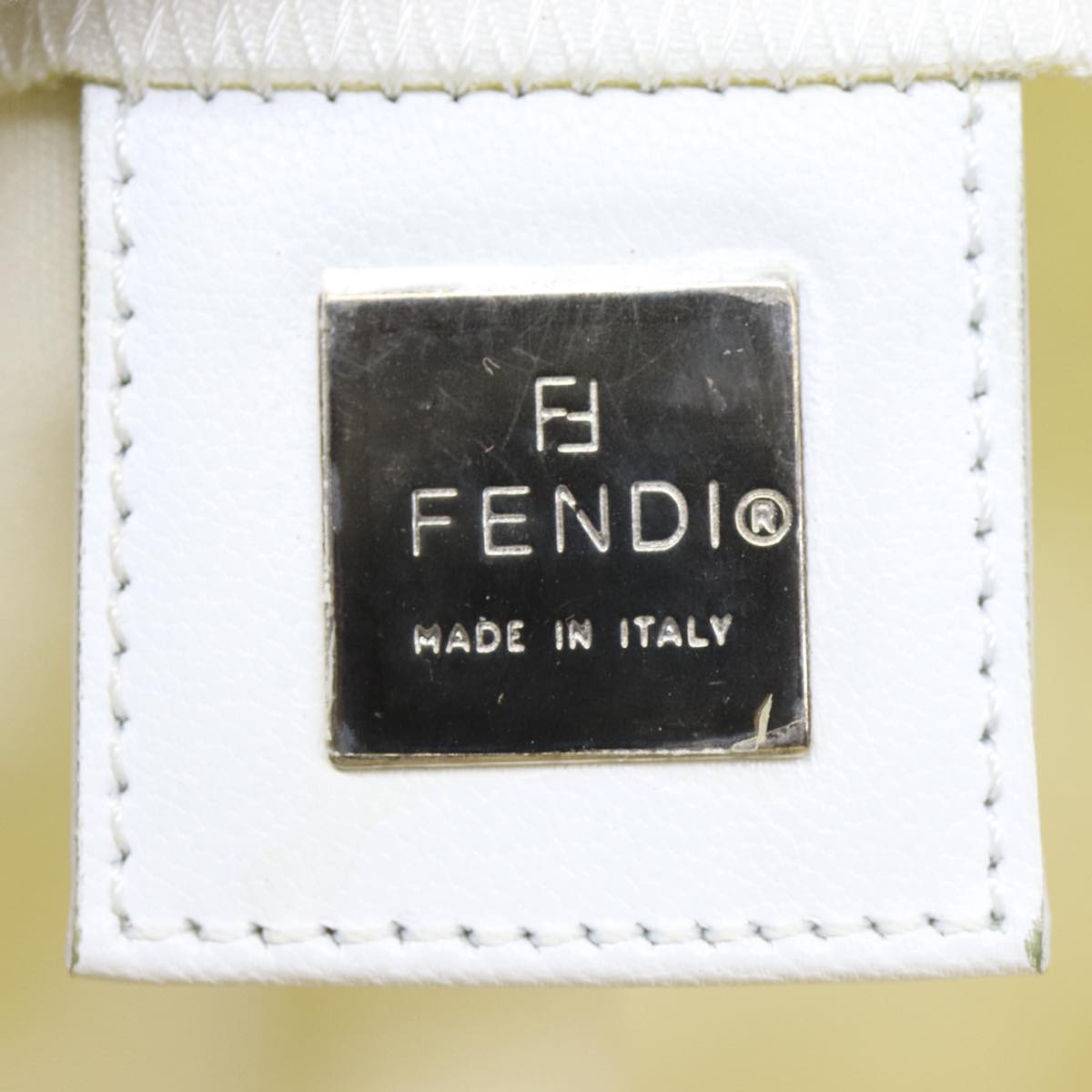 FENDI Shoulder Bag Nylon White Silver Auth ar12395