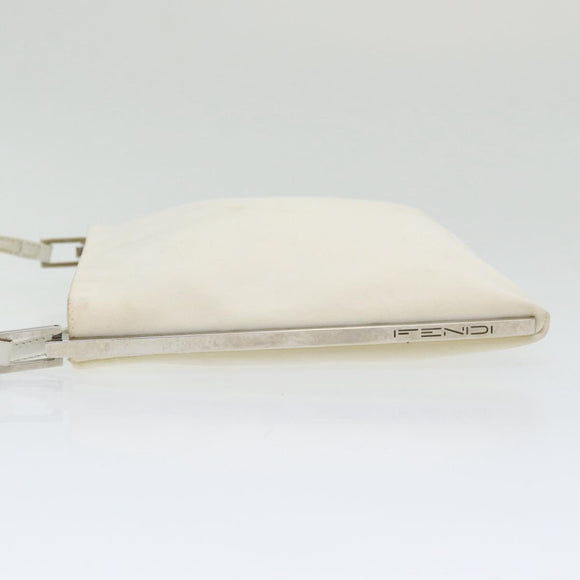 FENDI Shoulder Bag Nylon White Silver Auth ar12395