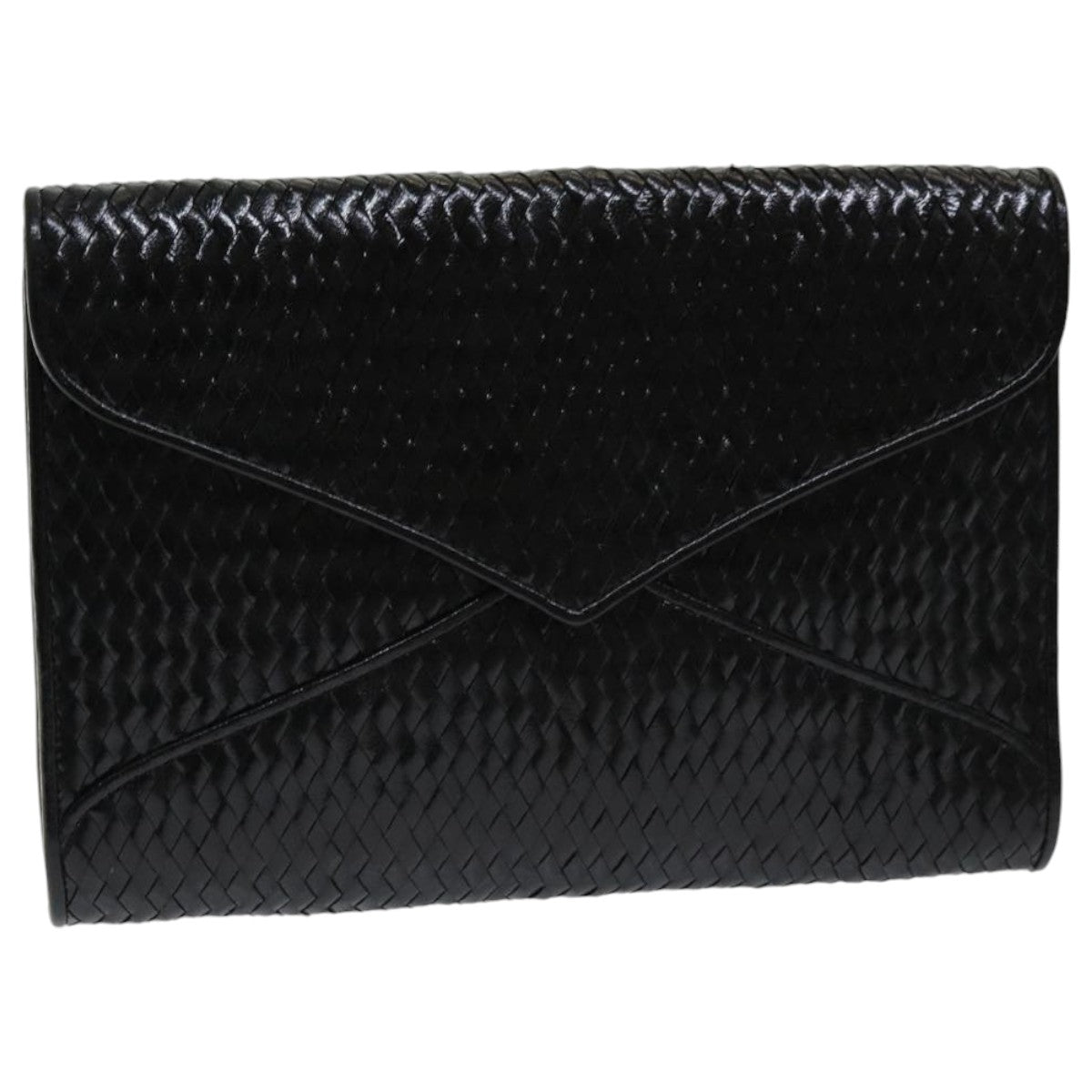 SAINT LAURENT Clutch Bag Leather Black Auth ar12403