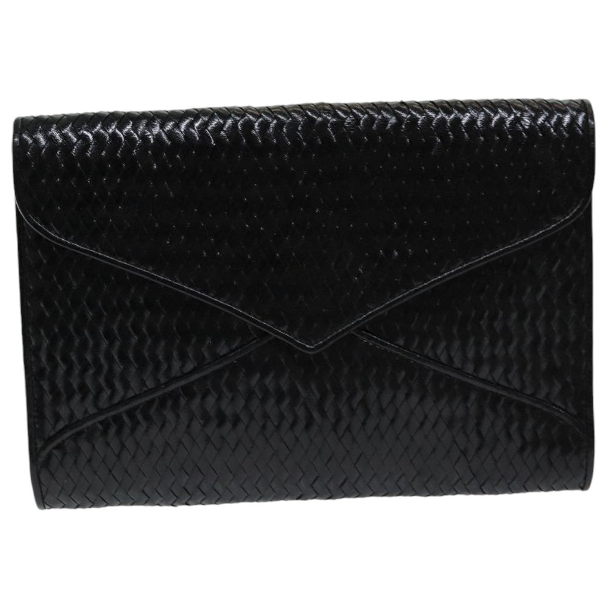 SAINT LAURENT Clutch Bag Leather Black Auth ar12403