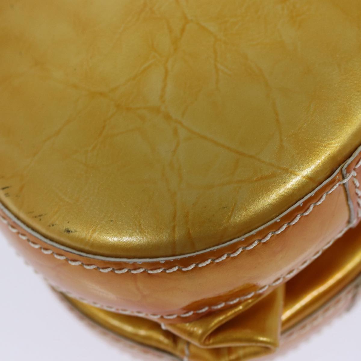 LOEWE Hand Bag Enamel Yellow Gold Auth ar12404