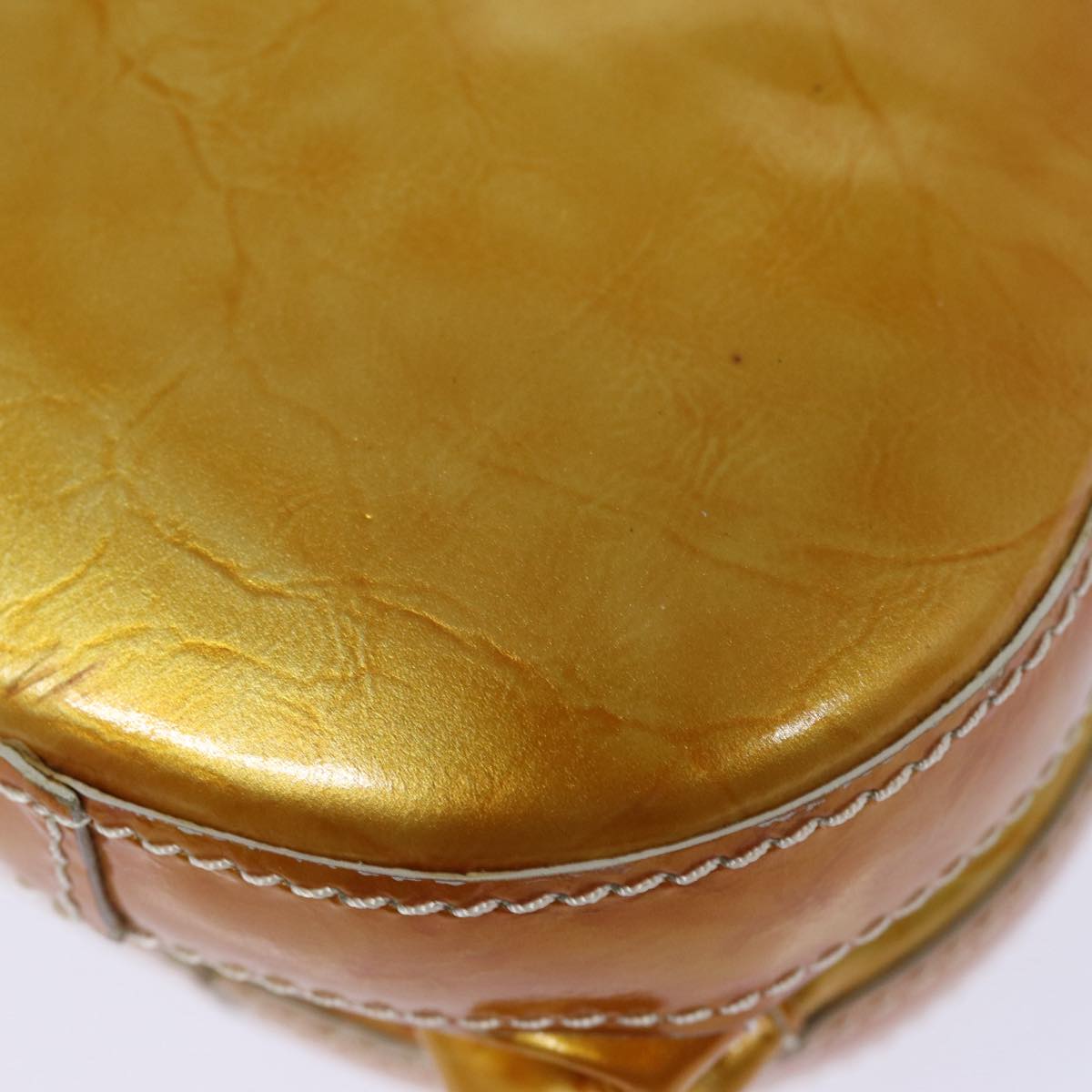 LOEWE Hand Bag Enamel Yellow Gold Auth ar12404