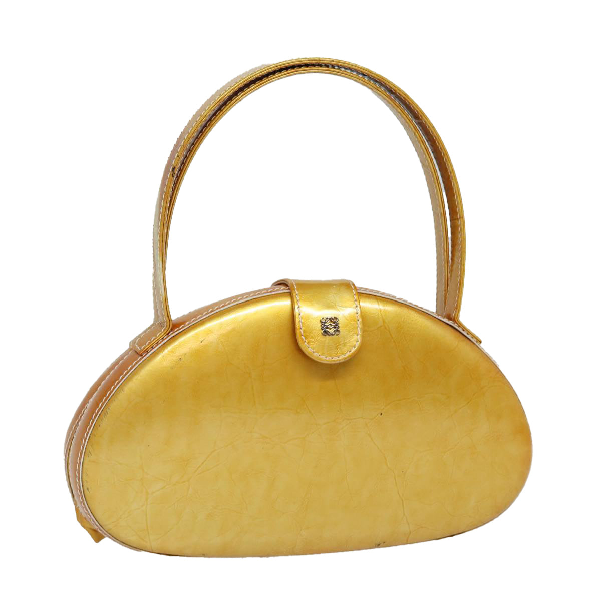 LOEWE Hand Bag Enamel Yellow Gold Auth ar12404