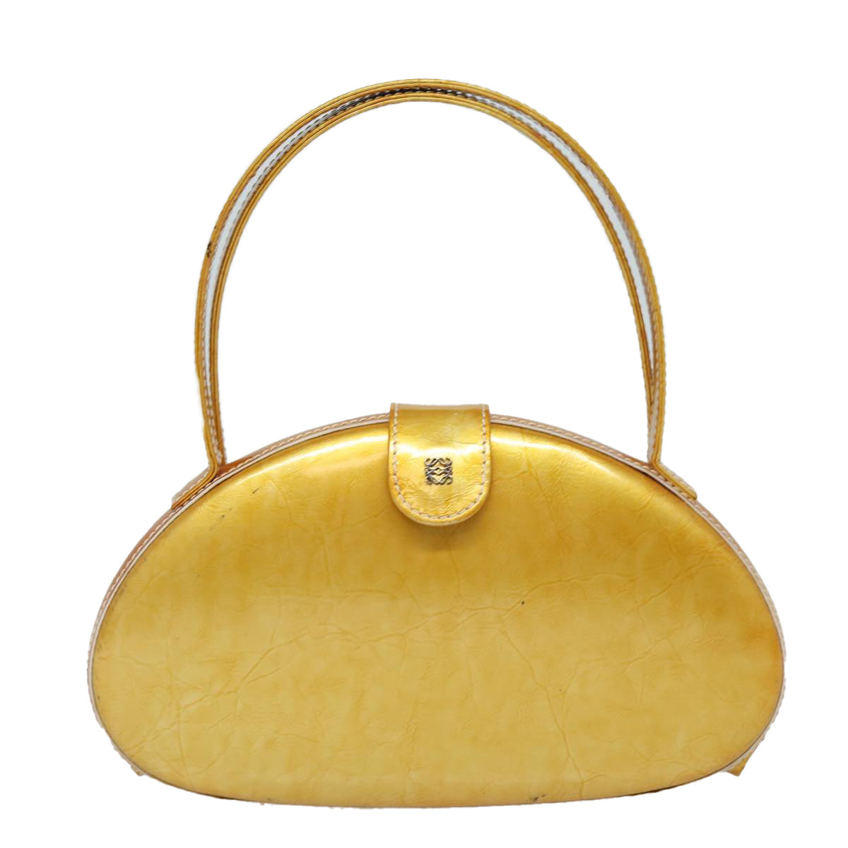 LOEWE Hand Bag Enamel Yellow Gold Auth ar12404