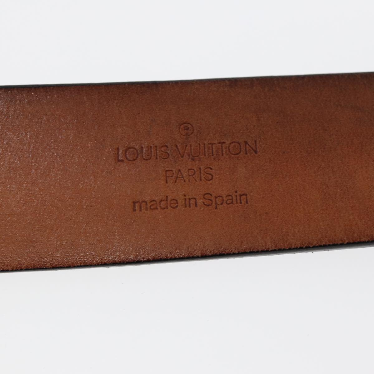 LOUIS VUITTON Ceinture LST Belt Leather 44.9"" Black M6809 LV Auth ar12405