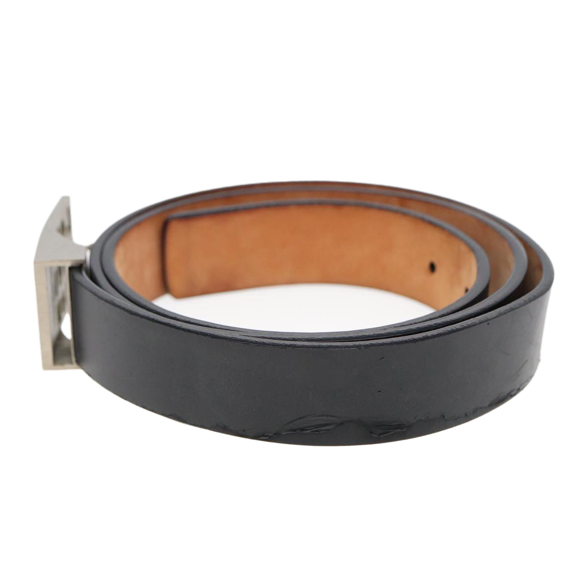 LOUIS VUITTON Ceinture LST Belt Leather 44.9"" Black M6809 LV Auth ar12405