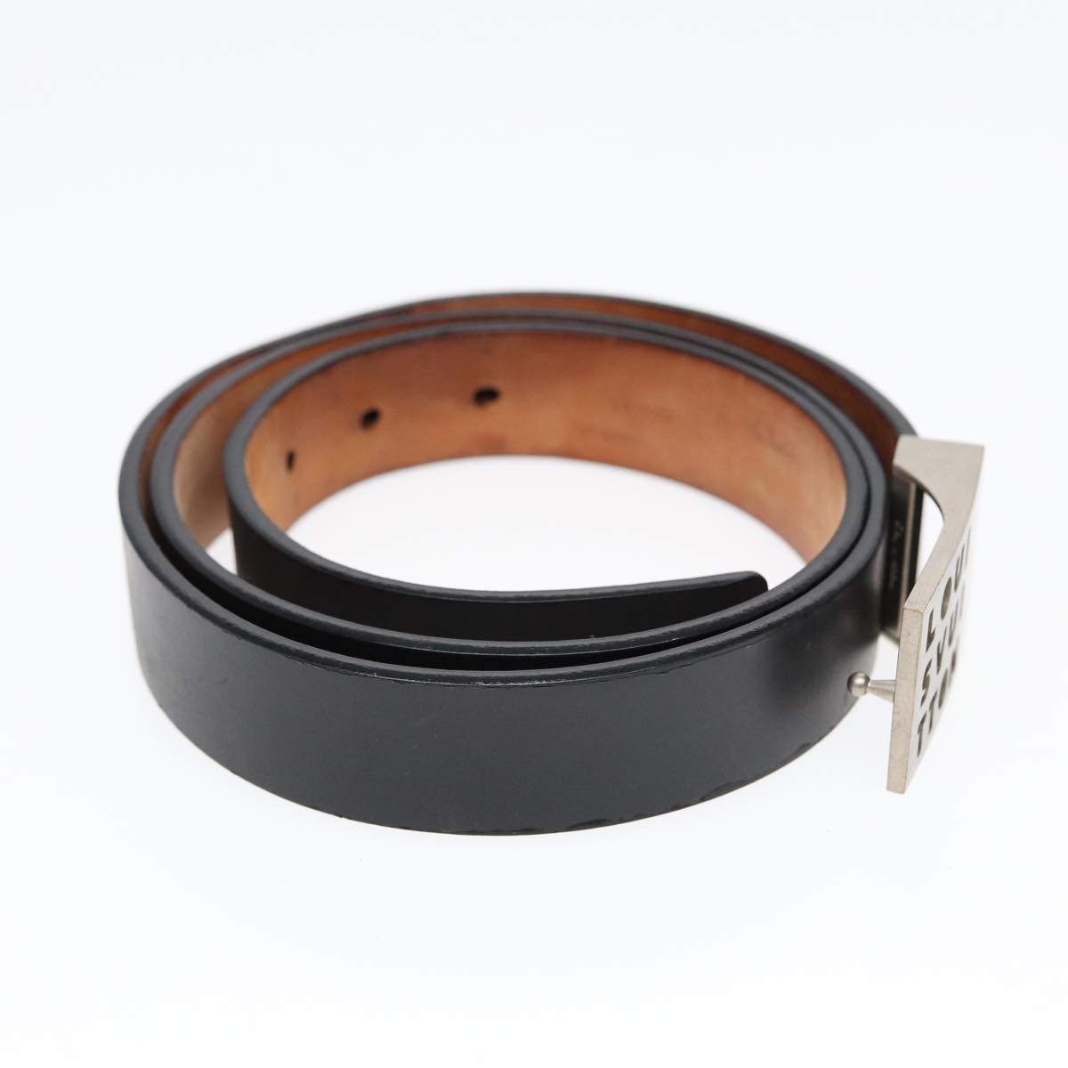 LOUIS VUITTON Ceinture LST Belt Leather 44.9"" Black M6809 LV Auth ar12405