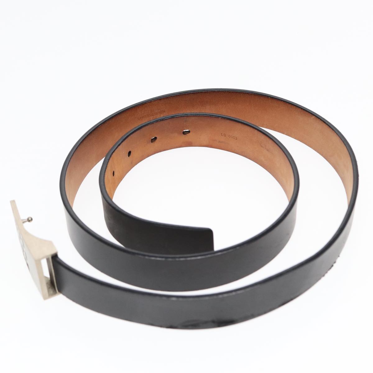 LOUIS VUITTON Ceinture LST Belt Leather 44.9"" Black M6809 LV Auth ar12405