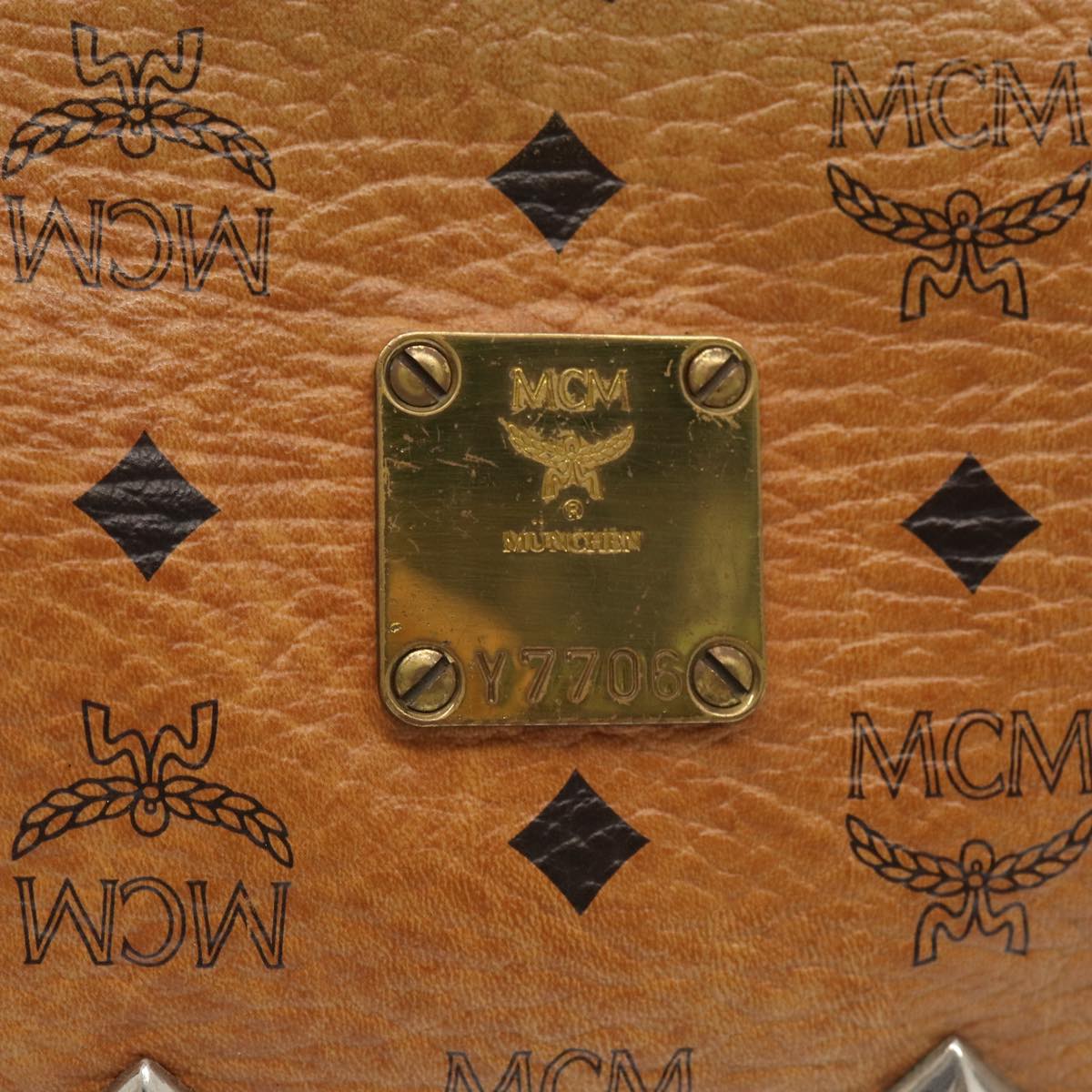 MCM Vicetos Logogram Clutch Bag PVC Leather Brown Auth ar12409