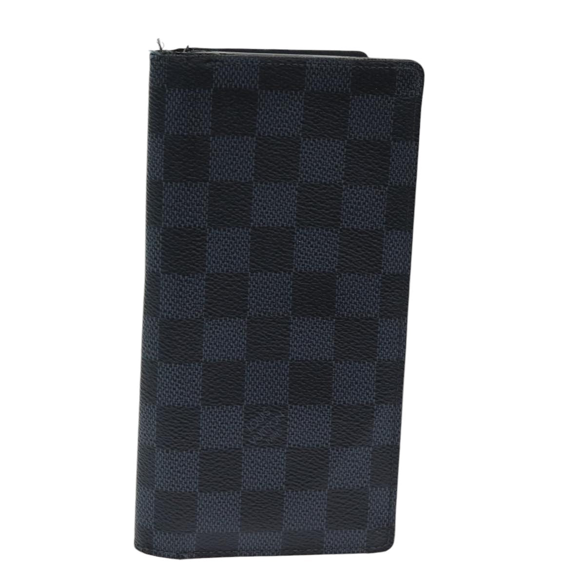 LOUIS VUITTON Damier Cobalt Brazza Portefeuille Long Wallet N63243 Auth ar12423