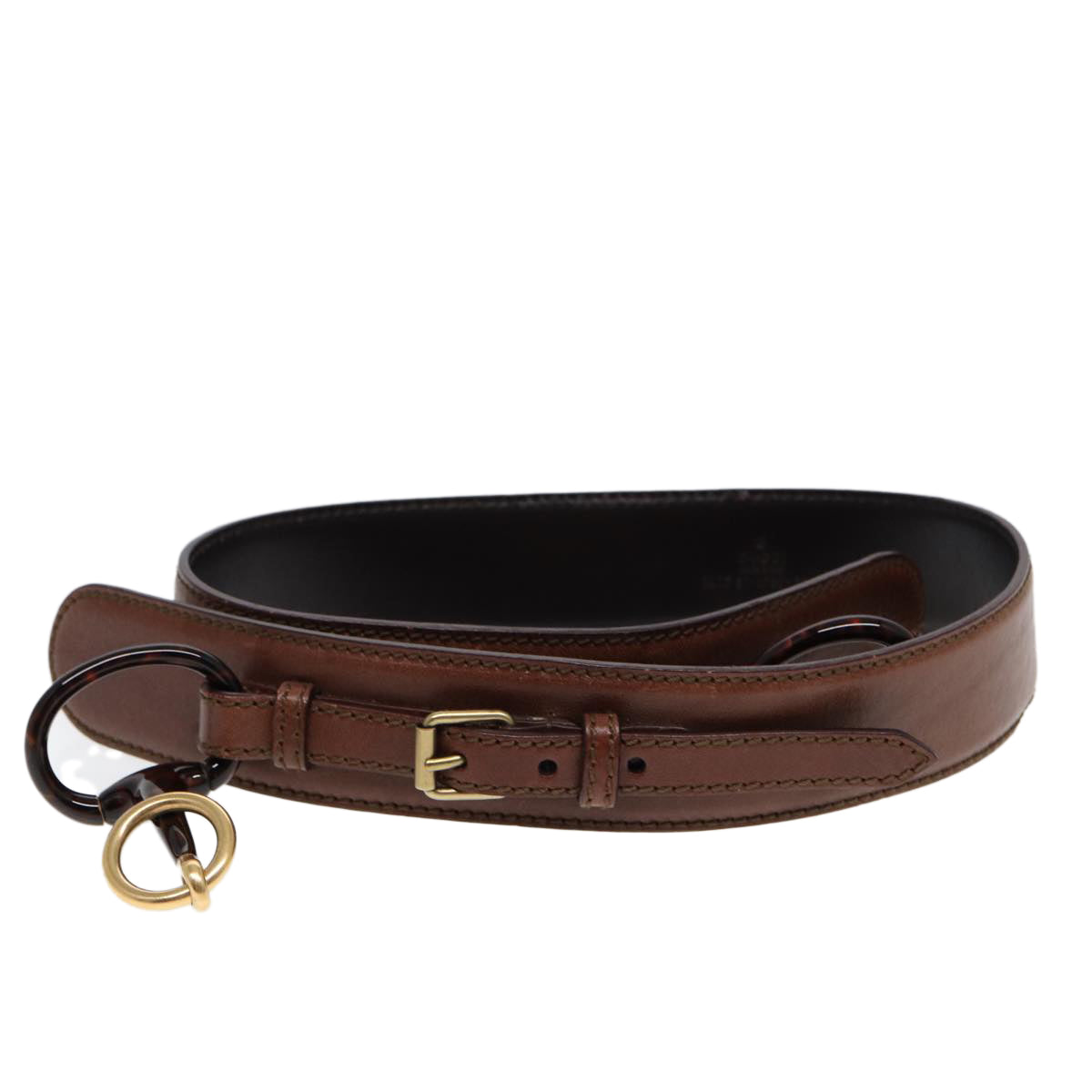 GUCCI Horsebit Belt Leather 30.3"" Brown 1417 51 1766 85 34 Auth ar12425 - 0