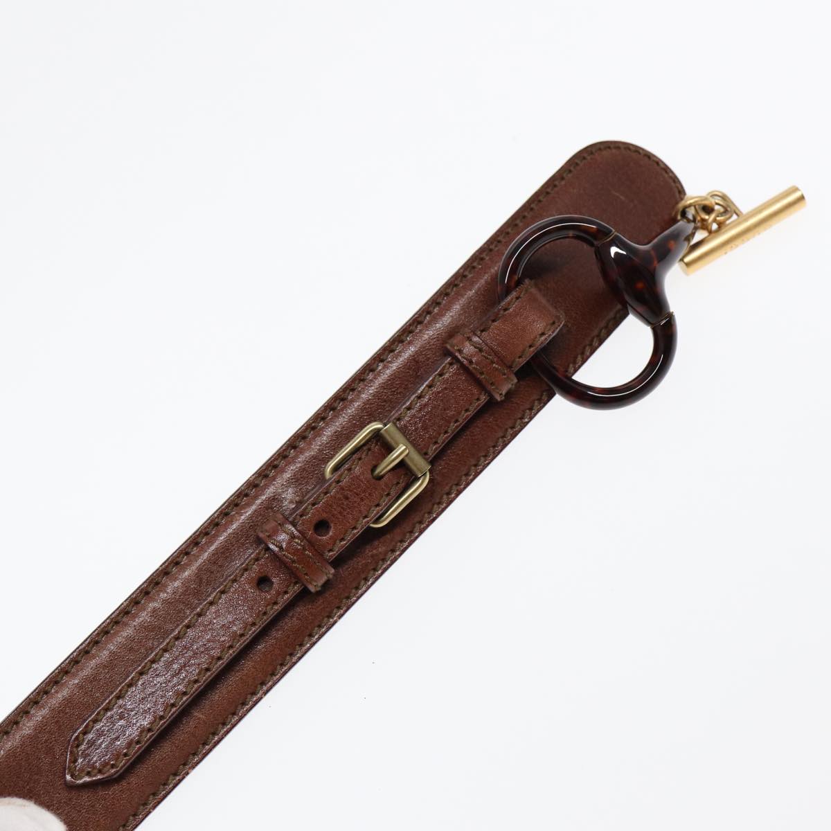 GUCCI Horsebit Belt Leather 30.3"" Brown 1417 51 1766 85 34 Auth ar12425