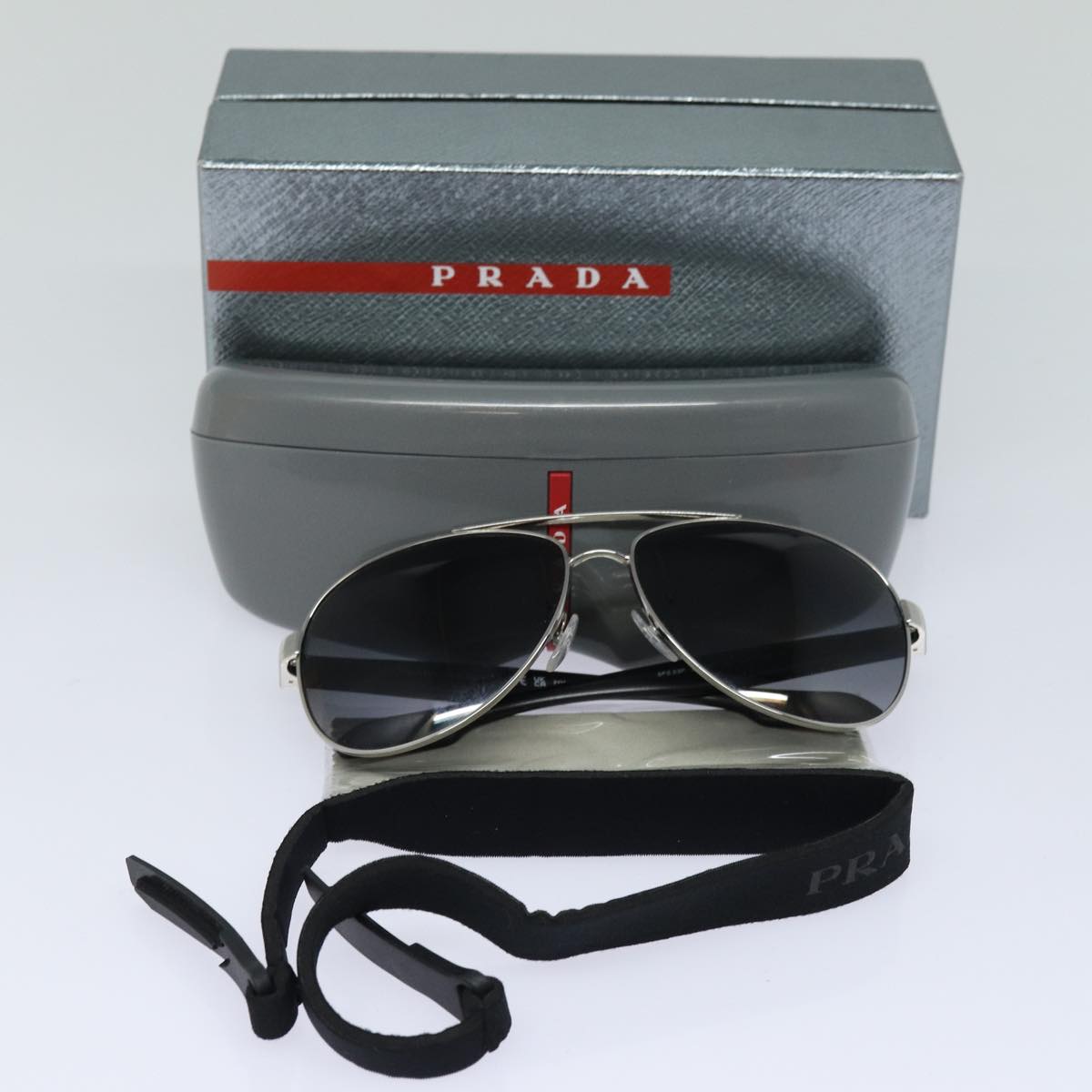 PRADA Sports Sunglasses plastic Black Red Auth ar12439