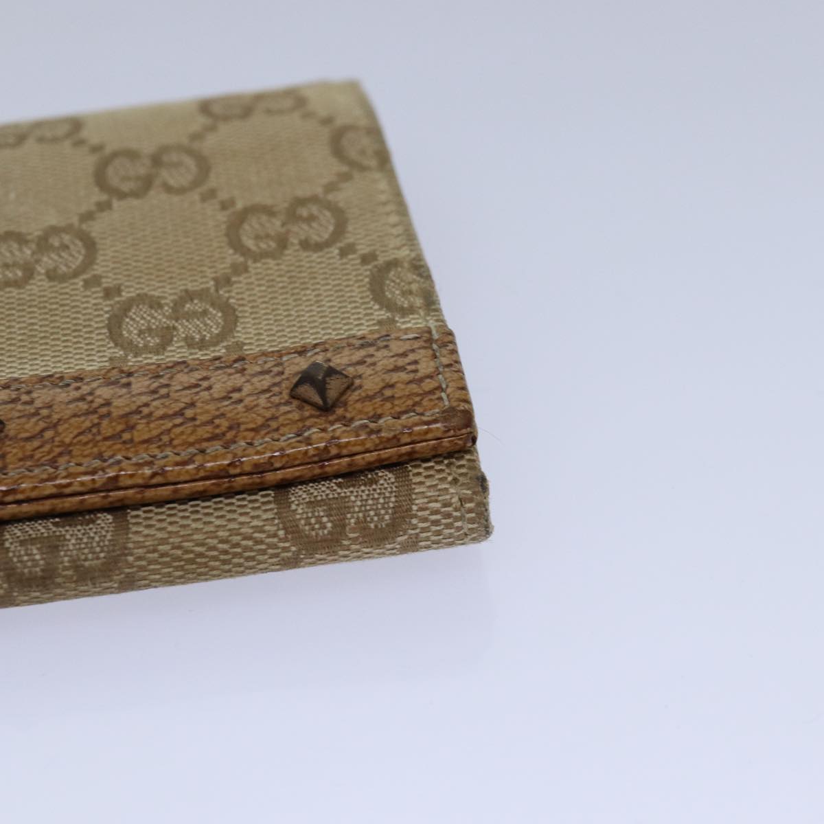 GUCCI GG Canvas Long Wallet Beige Auth ar12451