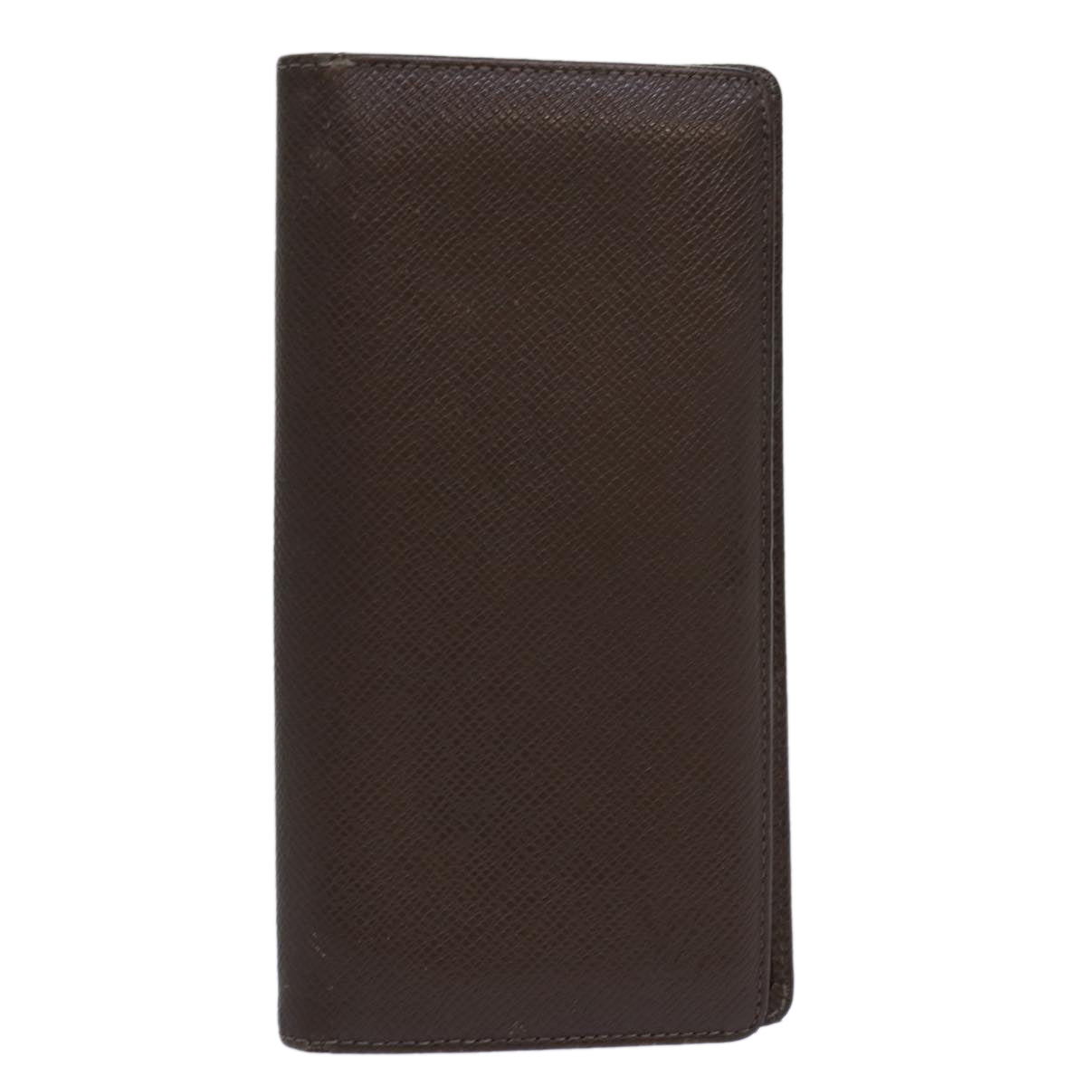 LOUIS VUITTON Taiga Brazza Portefeuille Long Wallet Grizzly M32578 Auth ar12456