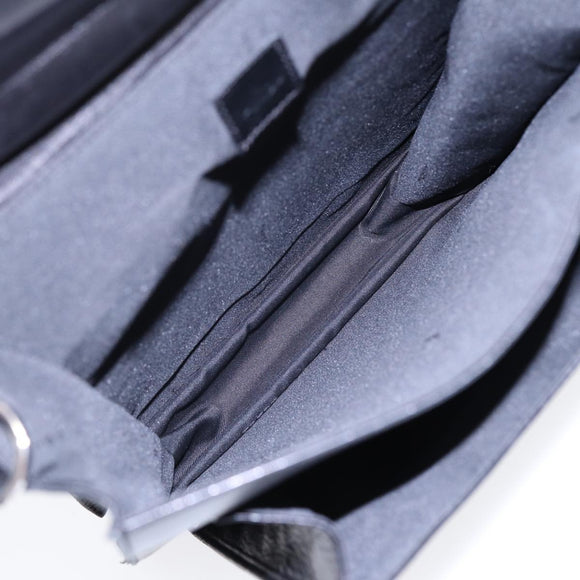 FENDI Hand Bag Leather 2way Black Silver Auth ar12462