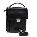 FENDI Hand Bag Leather 2way Black Silver Auth ar12462-1
