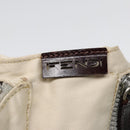 FENDI Shoulder Bag Canvas Leather Beige Brown Silver Auth ar12463-17