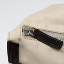 FENDI Shoulder Bag Canvas Leather Beige Brown Silver Auth ar12463-10