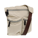 FENDI Shoulder Bag Canvas Leather Beige Brown Silver Auth ar12463-1