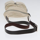 FENDI Shoulder Bag Canvas Leather Beige Brown Silver Auth ar12463-7