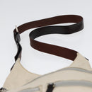 FENDI Shoulder Bag Canvas Leather Beige Brown Silver Auth ar12463-8