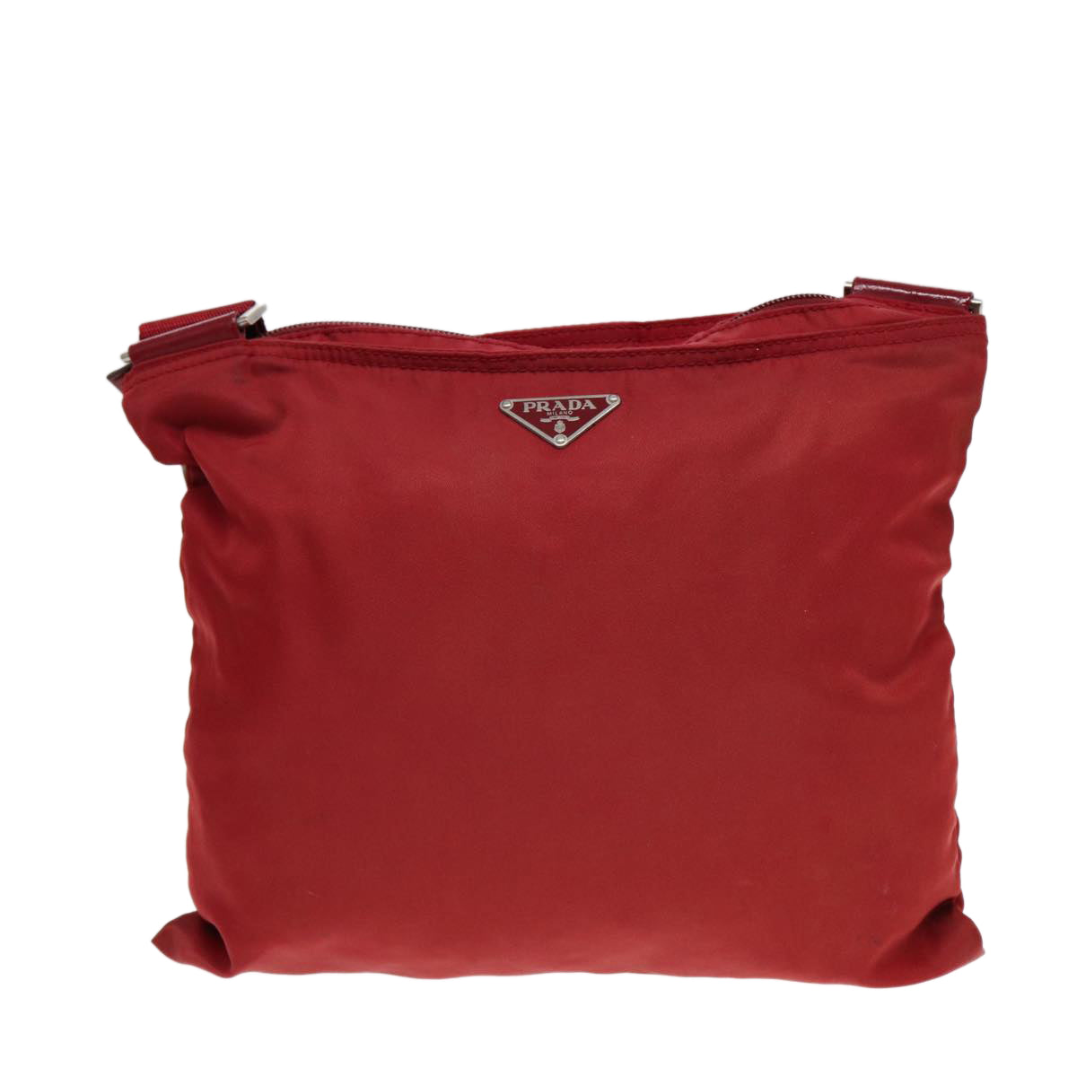 PRADA Shoulder Bag Nylon Red Silver Auth ar12465 - 0