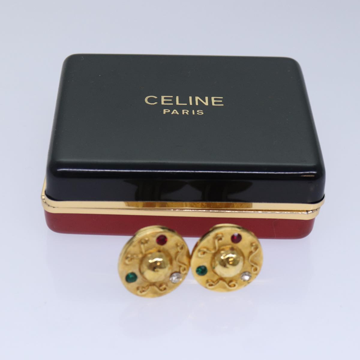 CELINE Earring metal Gold Auth ar12468